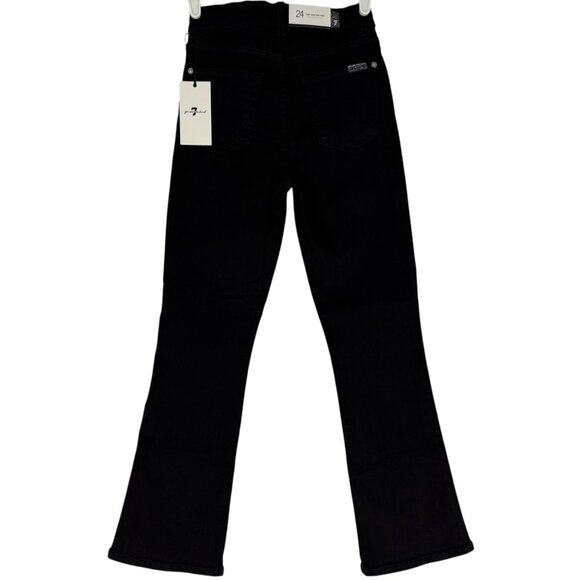7 for all mankind Women Stretch High Waist Slim Kick Black Jeans Size 24 NWT - Picture 2 of 12